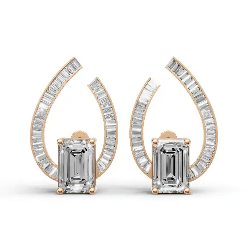 [14R173] Freya teardrop diamond hoops (14KT, Rose)