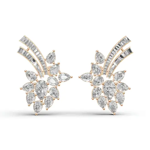 [14R179] Elmera Petal diamond earring (14KT, Rose)