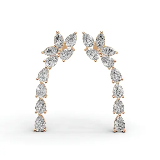 [14R203] Cordelia Curve diamond drops (14KT, Rose)