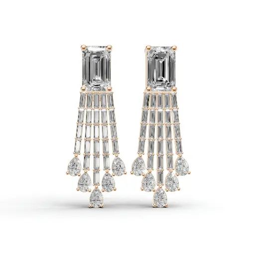 [14R227] Caelia cascade diamond earring (14KT, Rose)