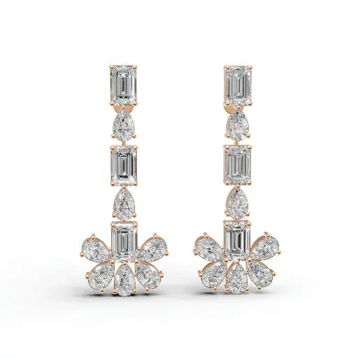[14R245] Yelena Spire diamond drops (14KT, Rose)