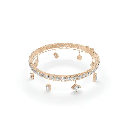 [14W444] Diamond drip duet bracelet (14KT, White)