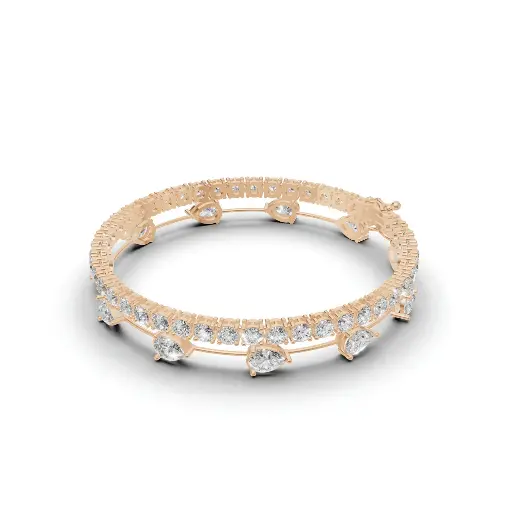 [14R449] Elysian dewline diamond bracelet (14KT, Rose)