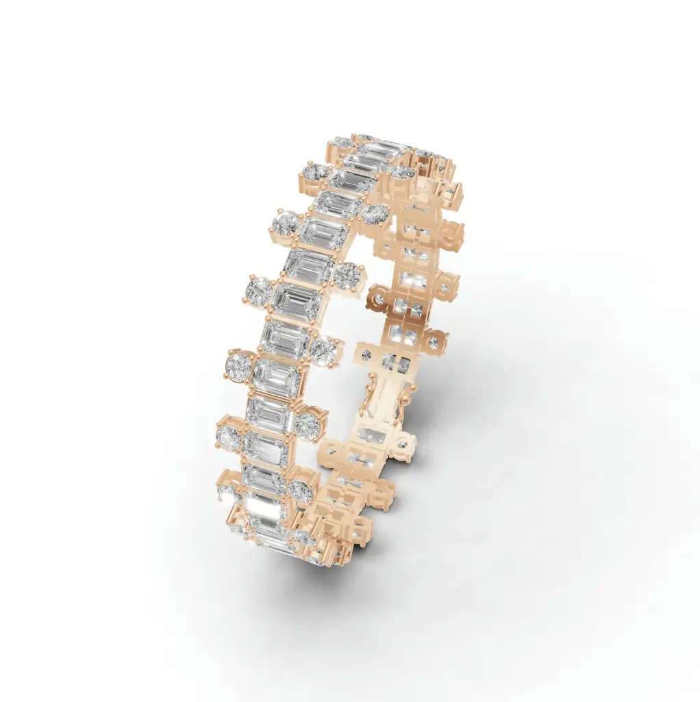 Emerald jigsaw diamond bracelet