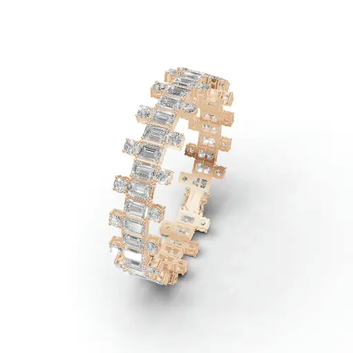 [14R455] Emerald jigsaw diamond bracelet (14KT, Rose)