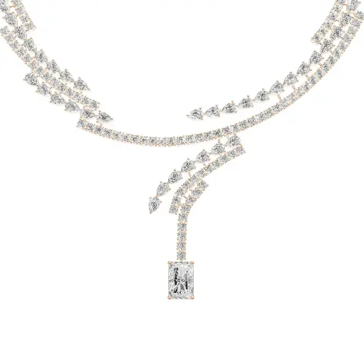 [14R473] Jeninfer diamond designer necklace (14KT, Rose)