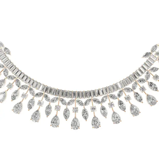 [14R485] Chevelle round diamond necklace (14KT, Rose)