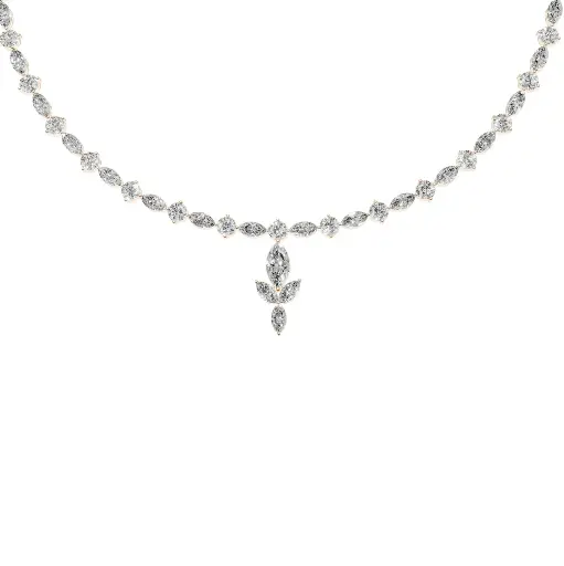 [14R515] Oya round diamond designer necklace (14KT, Rose)