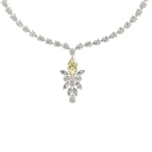 [14R521] Venya citrin diamond designer necklace (14KT, Rose)