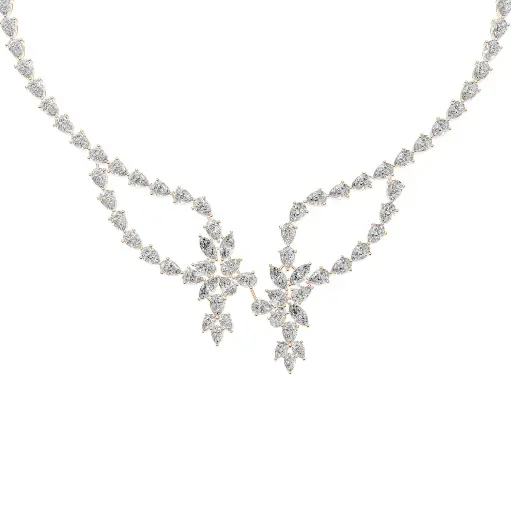 [14R539] Aude vine designer diamond necklace (14KT, Rose)