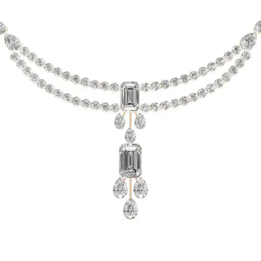 [14R545] Beatrice drop emerald designer necklace (14KT, Rose)