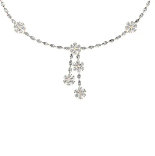 [14R563] Diasies drape diamond designer necklace (14KT, Rose)