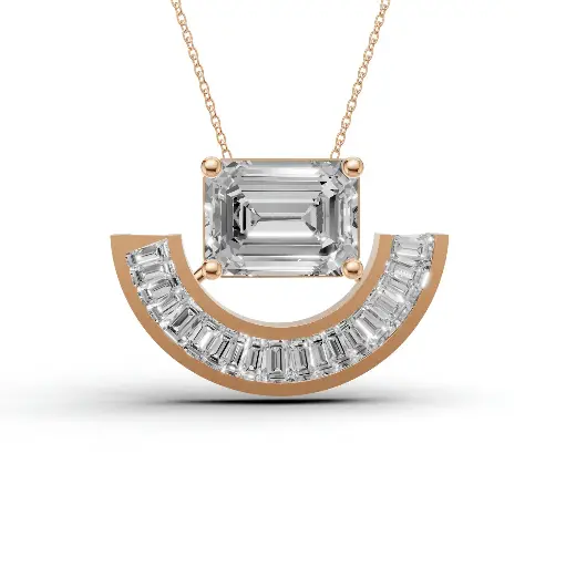 [14R593] Cressida emerald diamond necklace (14KT, Rose)