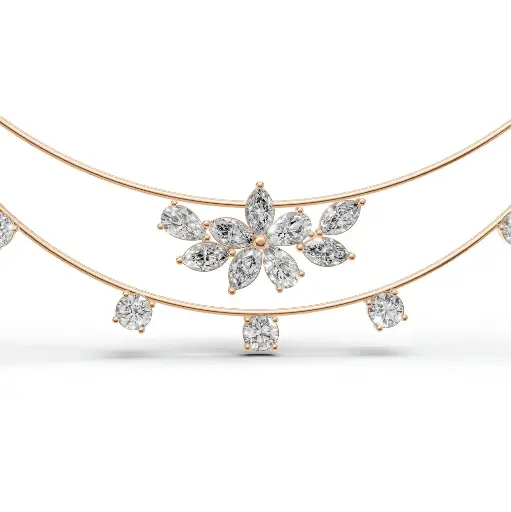 [14R605] Wisteria veil diamond pendant (14KT, Rose)