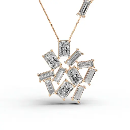 [14R665] Radiant frost diamond pendant (14KT, Rose)