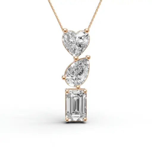 [14R689] Marie heartline diamond pendant (14KT, Rose)